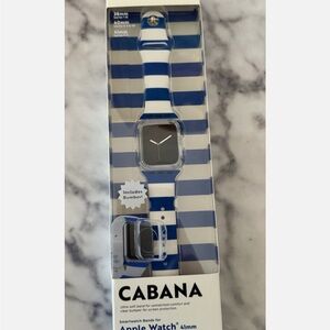 Blue and White Striped Apple Watch Band